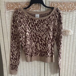 NWOT Maeve Leopard Pattern Knit sweater in Brown and Tan